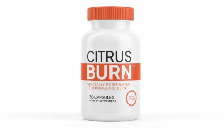 Citrus Burn supplement bottle isolated on white background featuring thermogenic fat burning formula